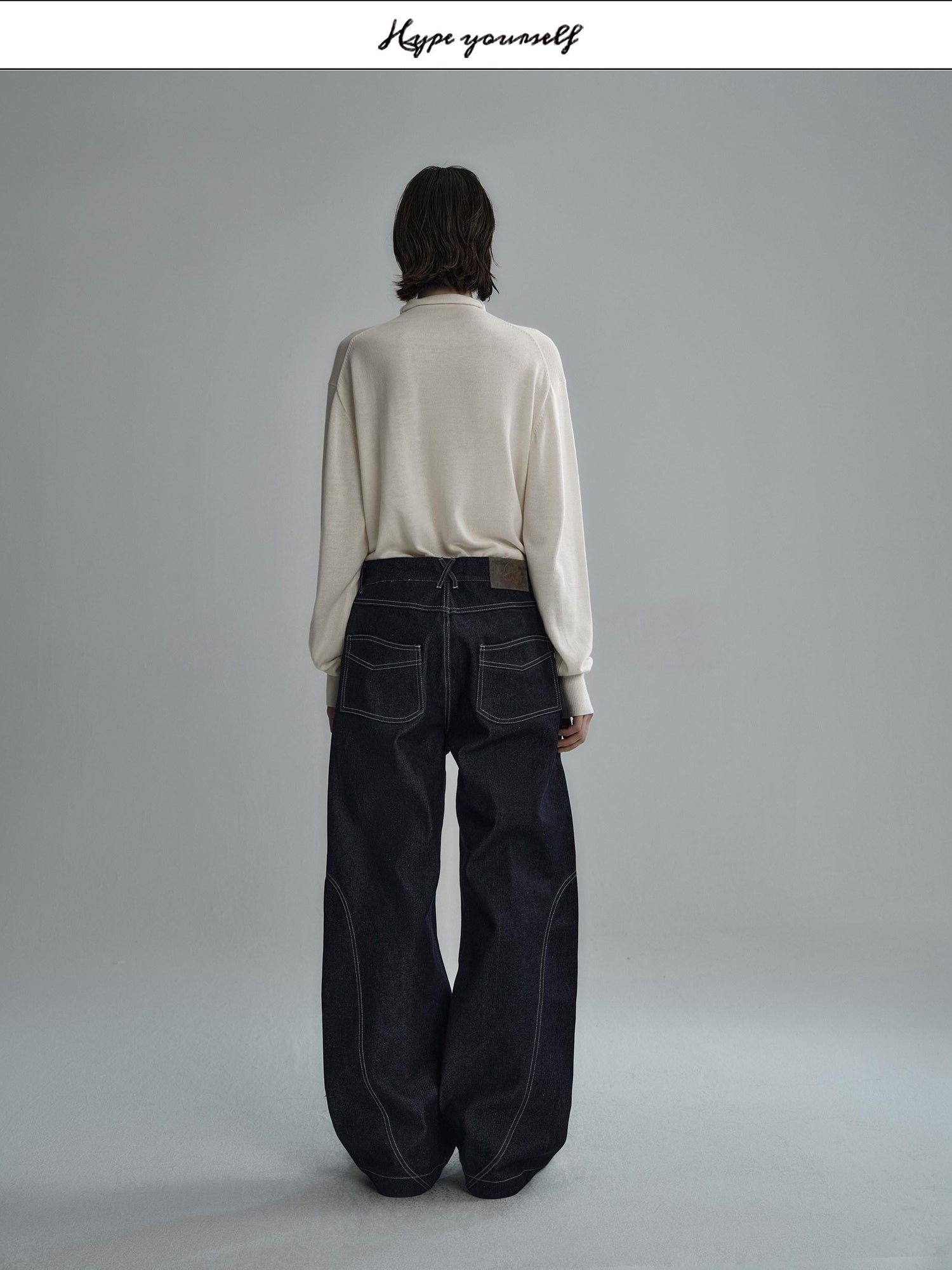 Hypeyourself Selvedge Denim Patchwork Mid Rise Stainproof Loose Casual Straight Leg Jeans
