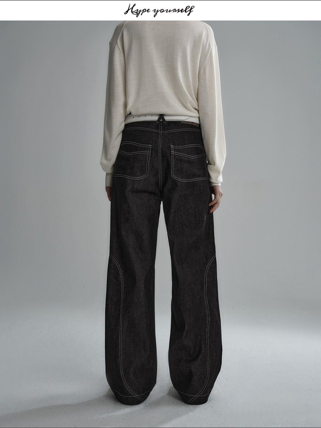 Hypeyourself Selvedge Denim Patchwork Mid Rise Stainproof Loose Casual Straight Leg Jeans