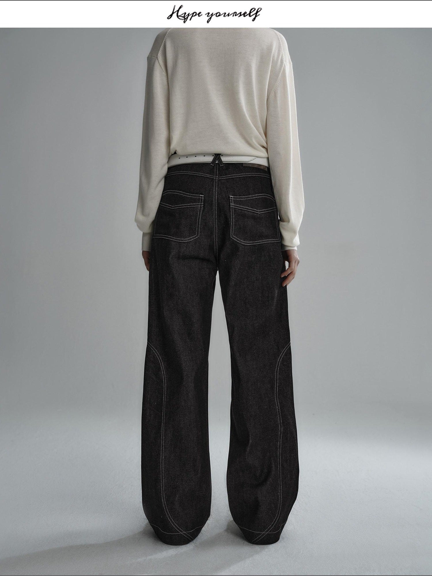Hypeyourself Selvedge Denim Patchwork Mid Rise Stainproof Loose Casual Straight Leg Jeans