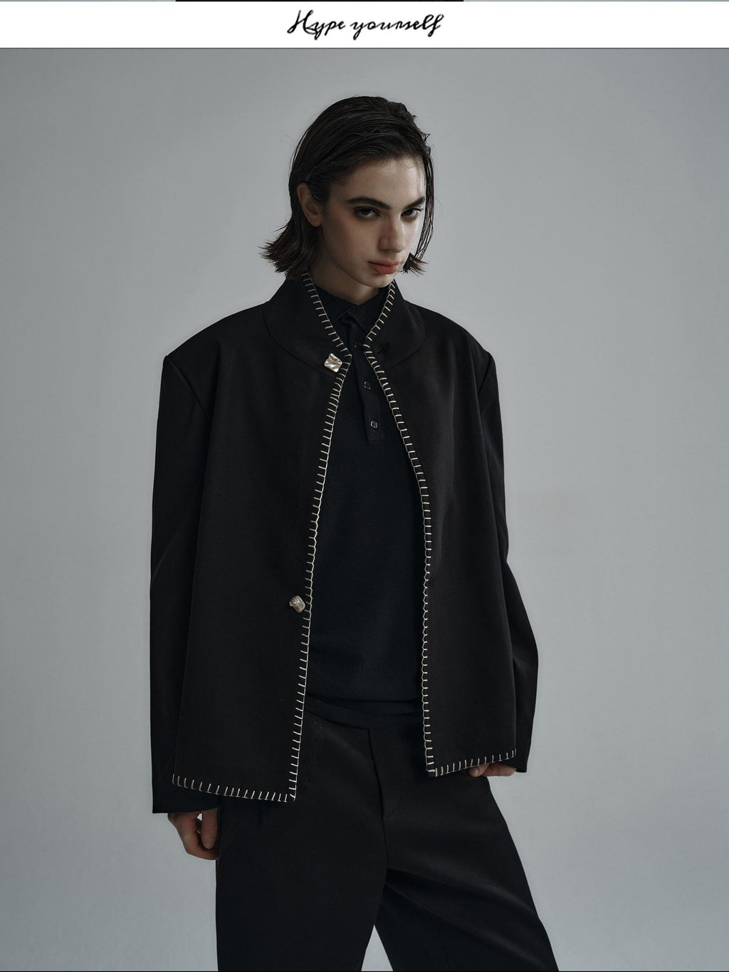 Hypeyourself Soft Stretch Cotton Minimalist Stand Collar Unisex Everyday Cropped Jackets
