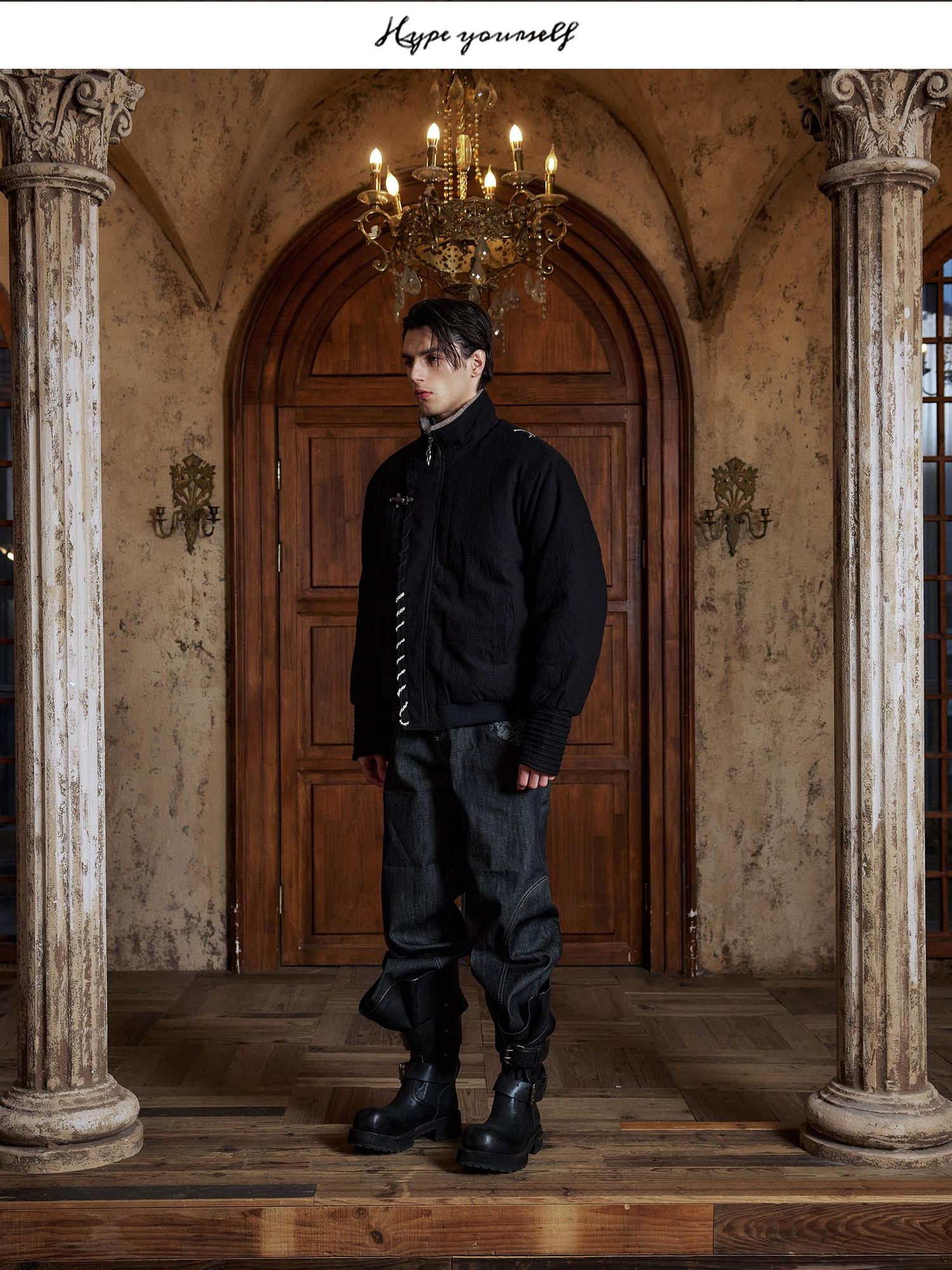 Hypeyourself Thick Warm Cotton Filled Loose Stand Collar Casual Black Puffer Jackets