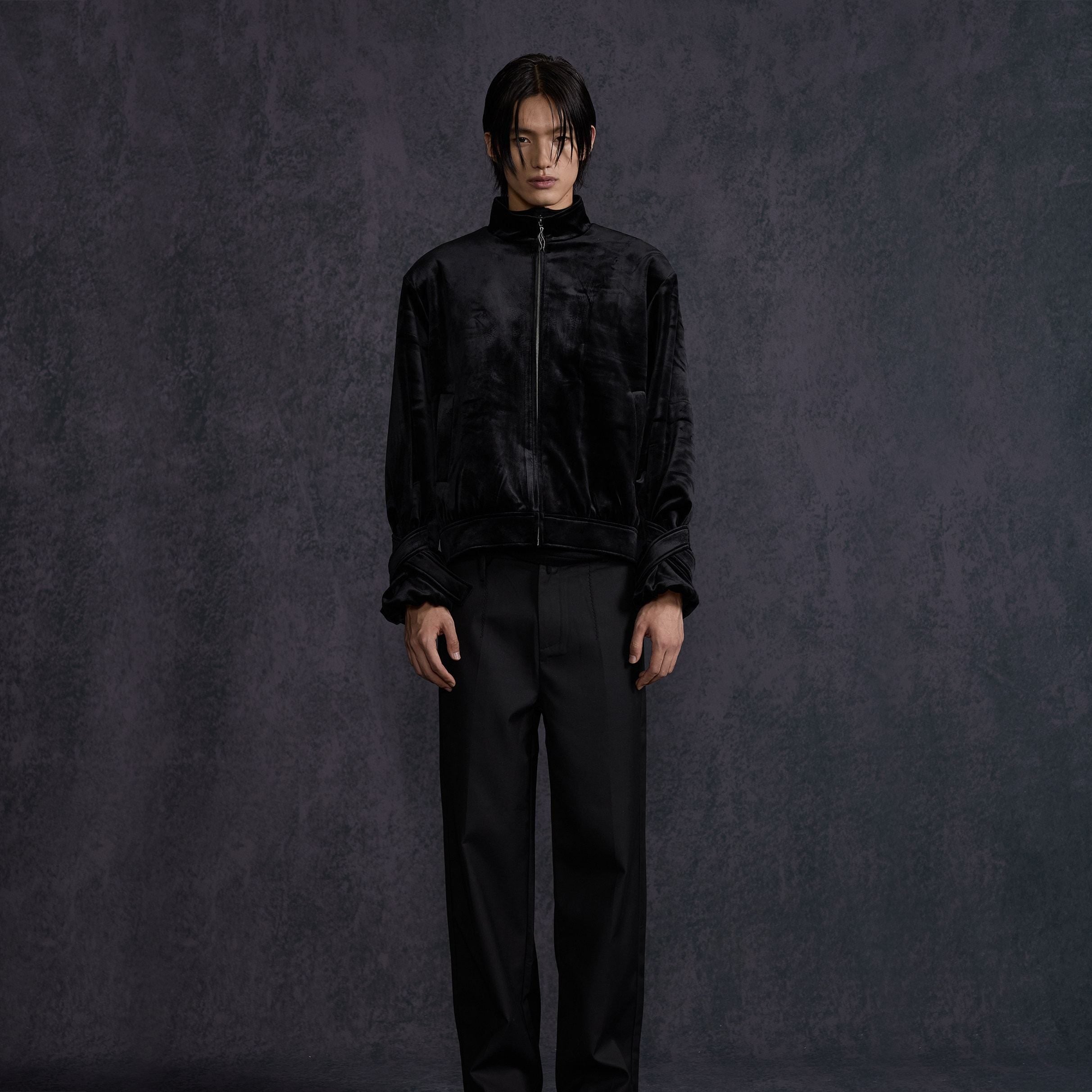 Hypeyourself_Velvet_Crisscross_Tie_Boxy_Urban_Unisex_Everyday_Zipper_Short_Cropped_Jackets_MISSTT