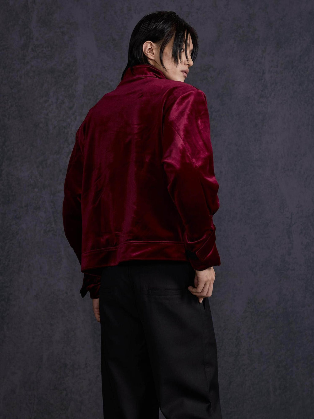Hypeyourself Velvet Crisscross Tie Boxy Urban Unisex Everyday Zipper Short Cropped Jackets