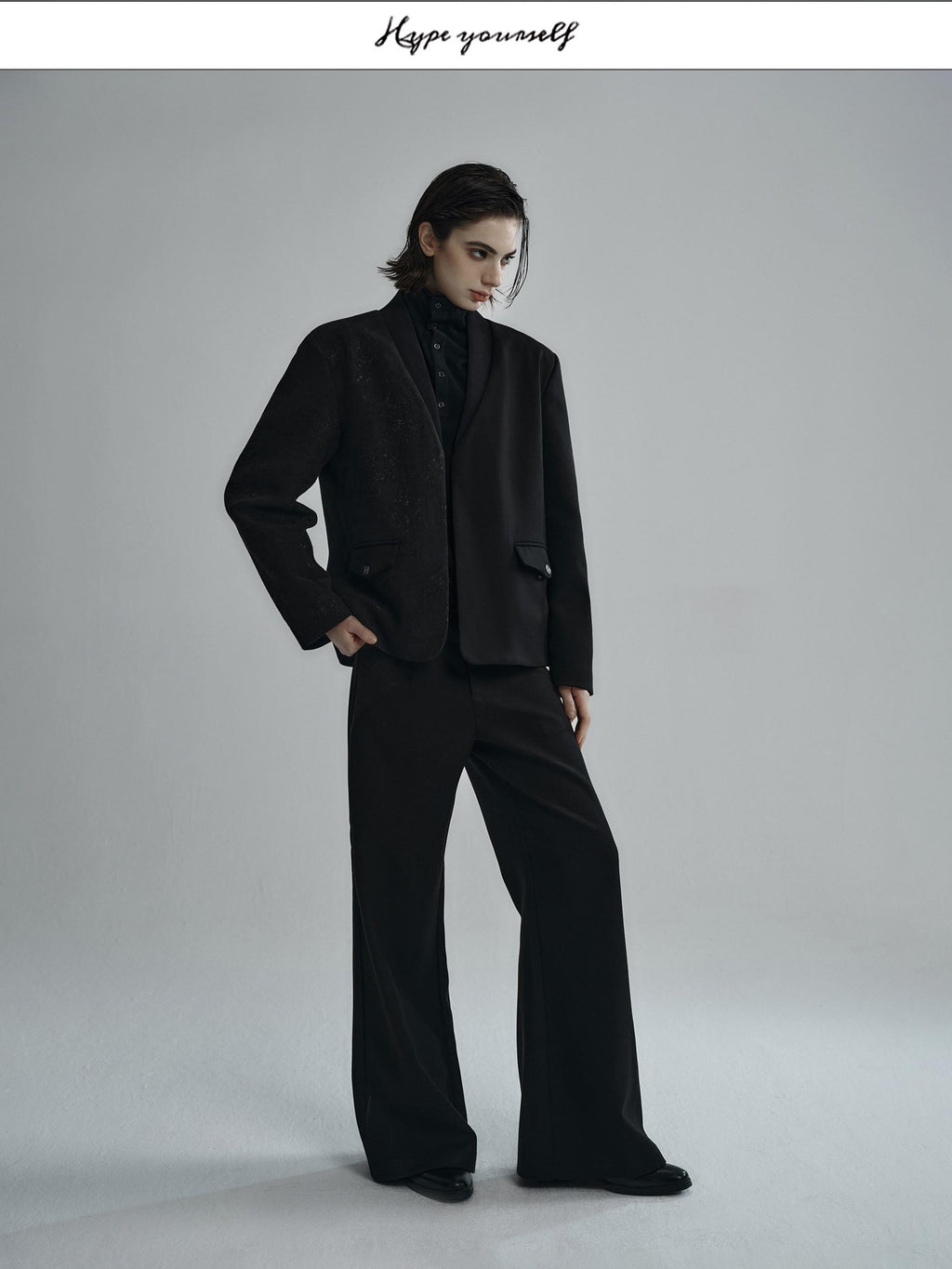 Hypeyourself Viscose Linen Blend Urban Relaxed Patchwork Unisex V-neck White Black Blazers