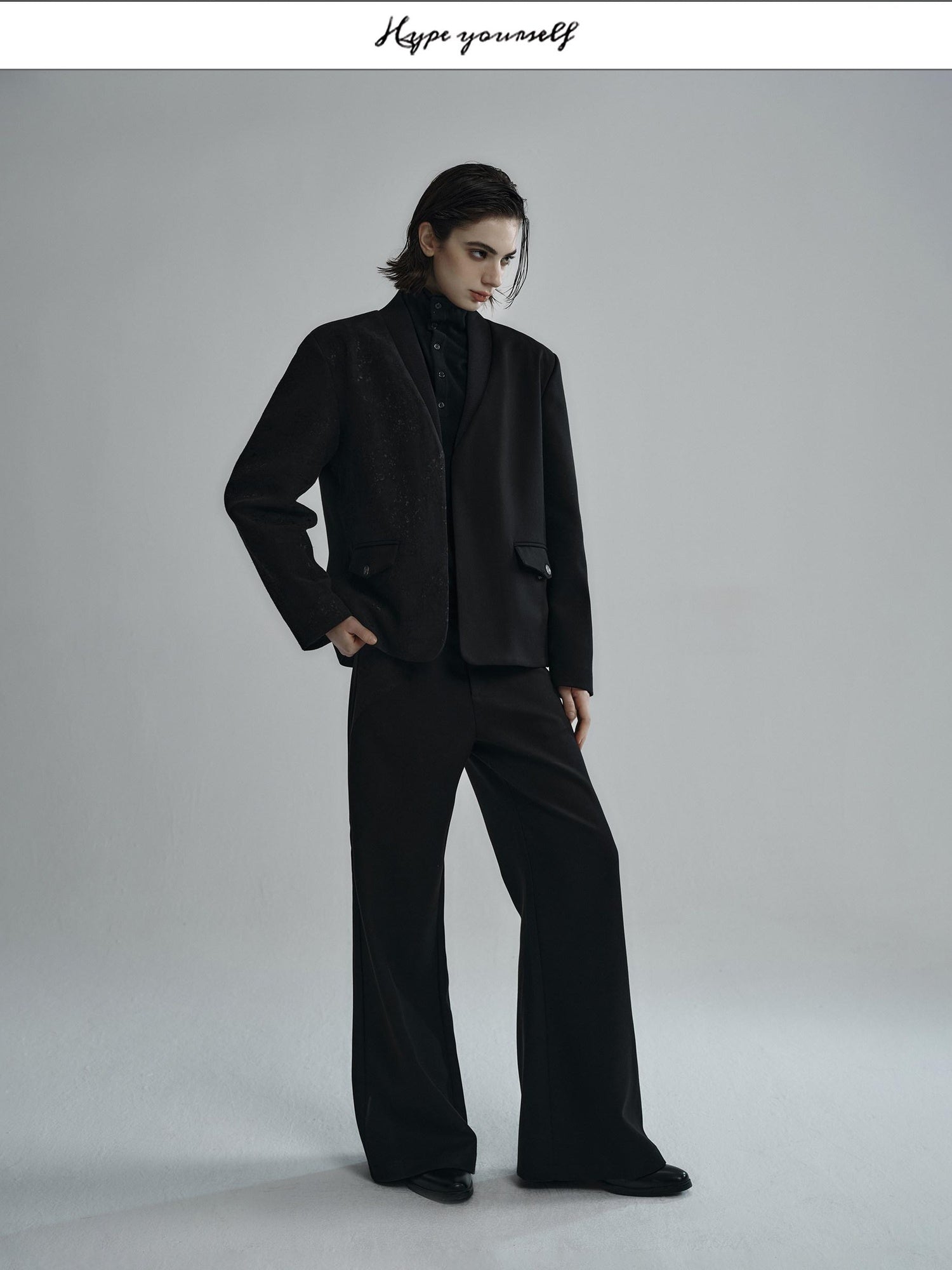 Hypeyourself Viscose Linen Blend Urban Relaxed Patchwork Unisex V-neck White Black Blazers