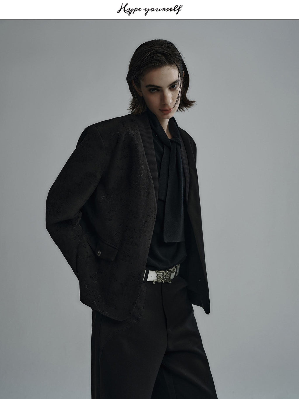 Hypeyourself Viscose Linen Blend Urban Relaxed Patchwork Unisex V-neck White Black Blazers