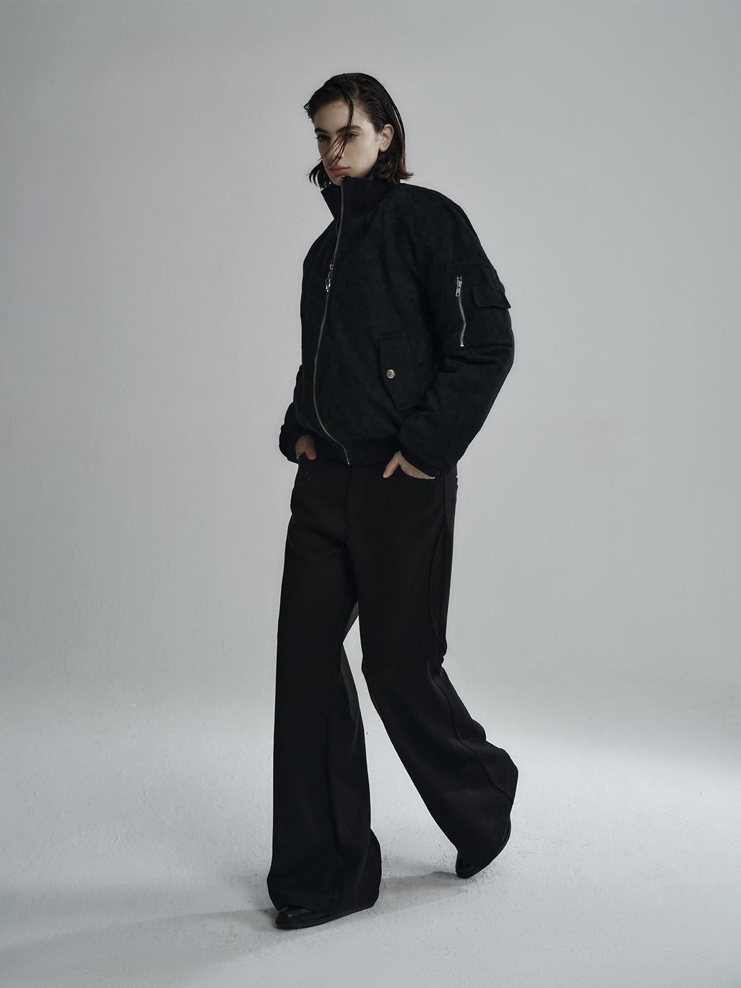 Hypeyourself Warm Insulated Stand Collar Standard Fit Long Sleeve Black White Puffer Jackets