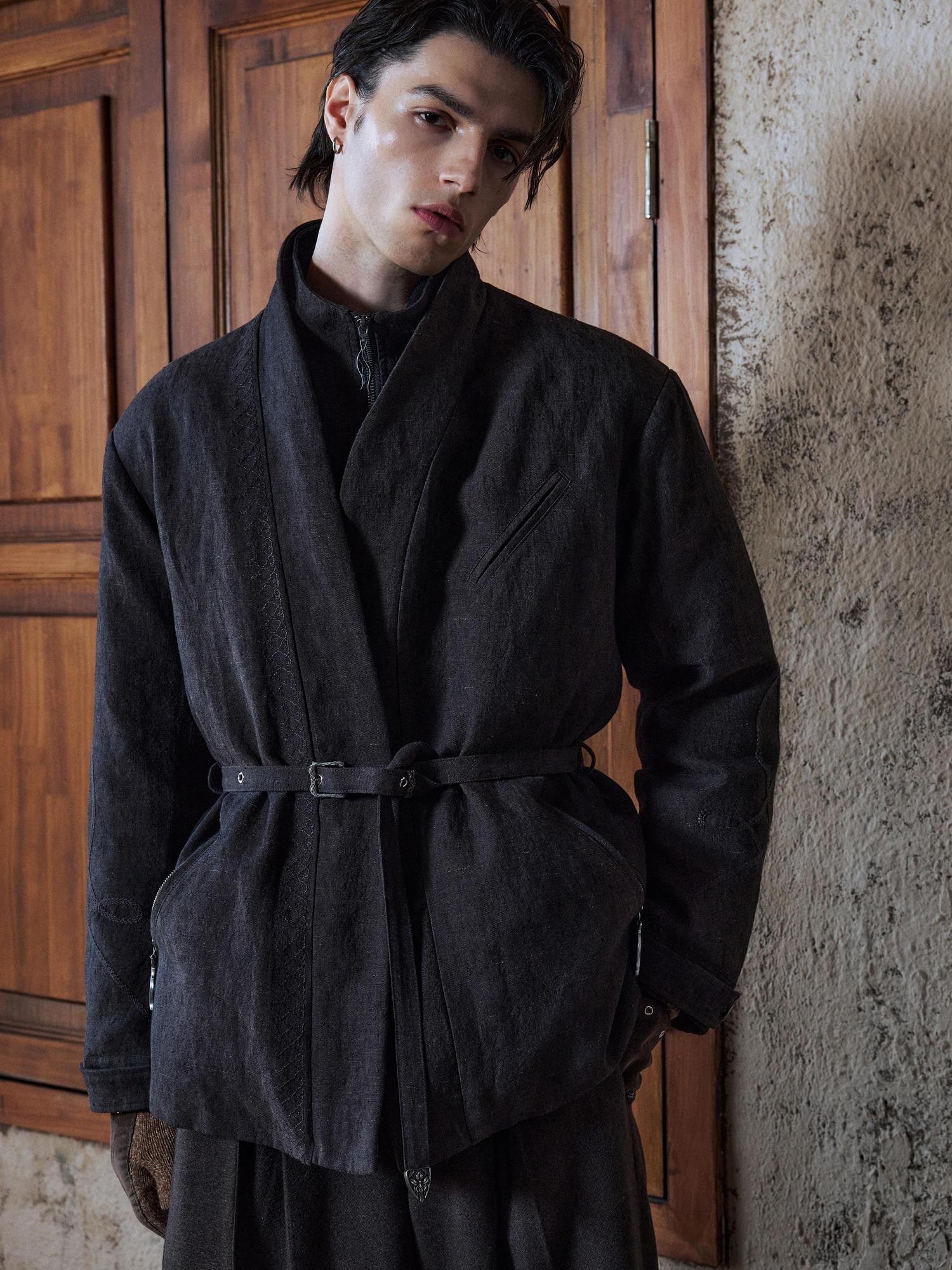 Hypeyourself Warm White Goose Down Thick Layered Zip Closure Neutral Daily Black Trench Coats
