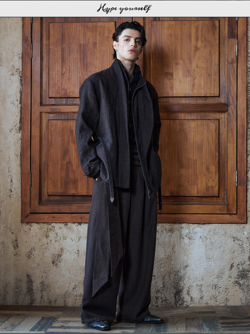 Hypeyourself Warm White Goose Down Zipper Faux Two Piece Black Trench Coats