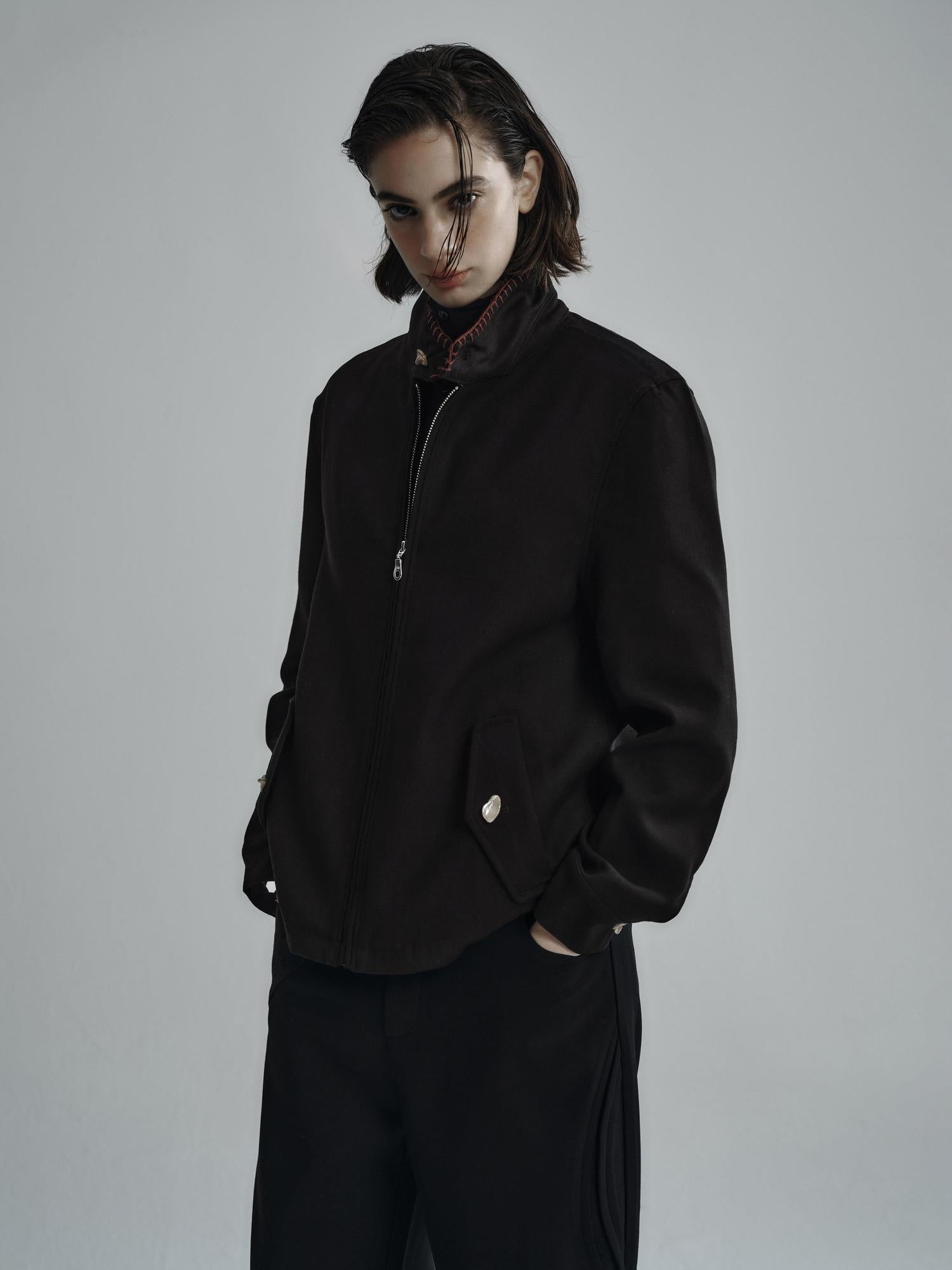 Hypeyourself Wool Blend Minimalist Stand Collar Unisex Everyday Short Cropped Jackets