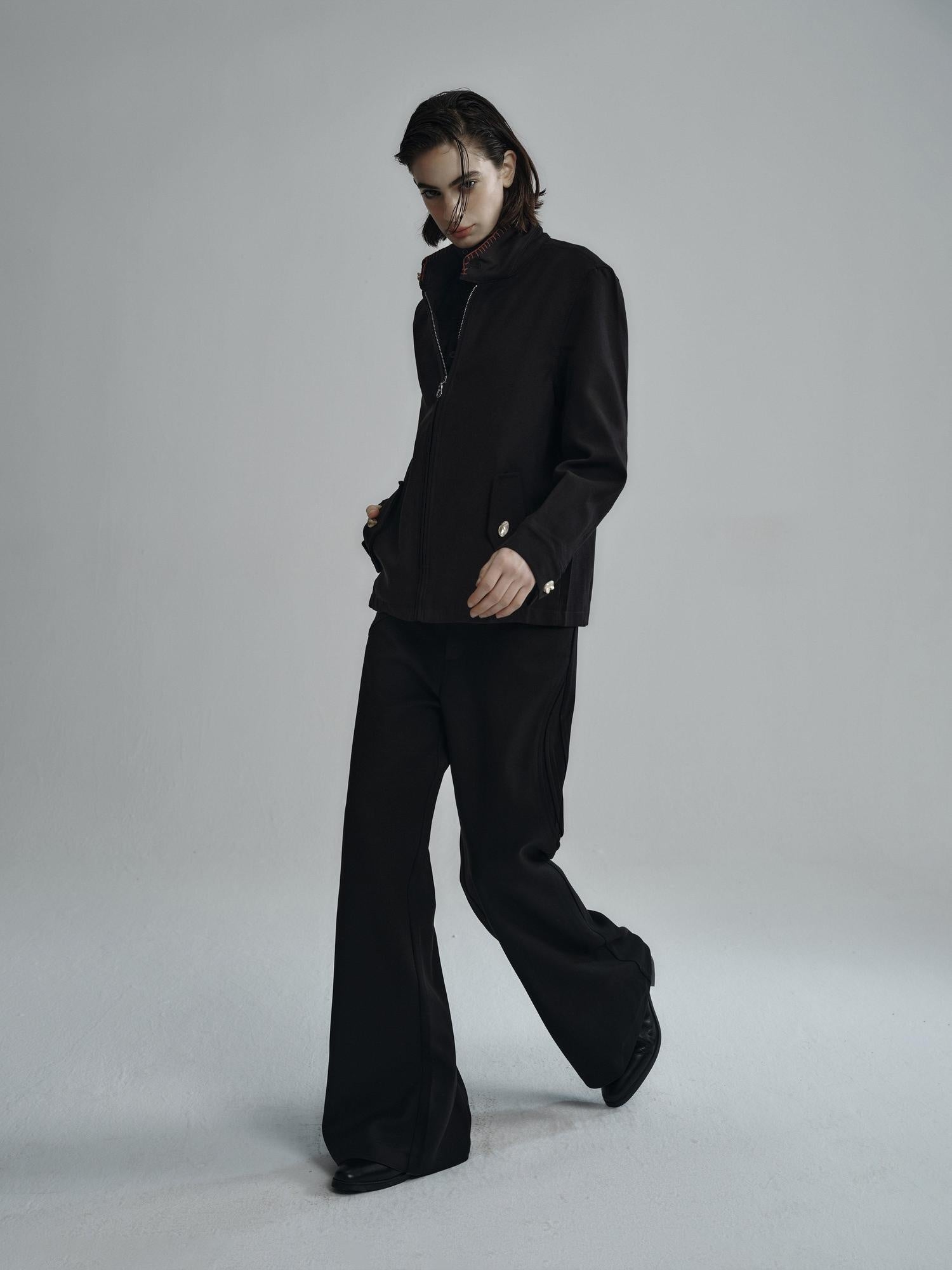 Hypeyourself Wool Blend Minimalist Stand Collar Unisex Everyday Short Cropped Jackets