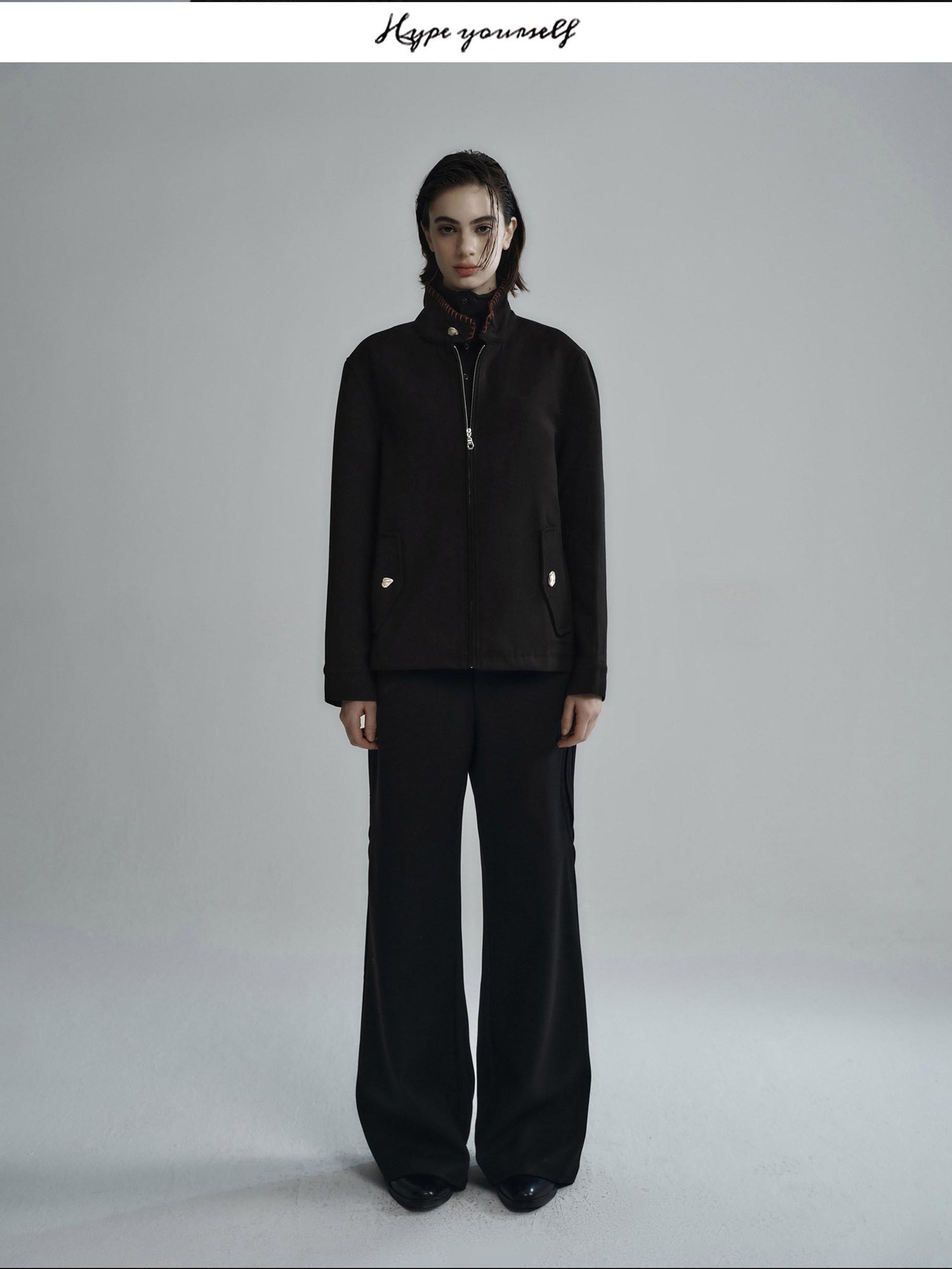 Hypeyourself Wool Blend Minimalist Stand Collar Unisex Everyday Short Cropped Jackets