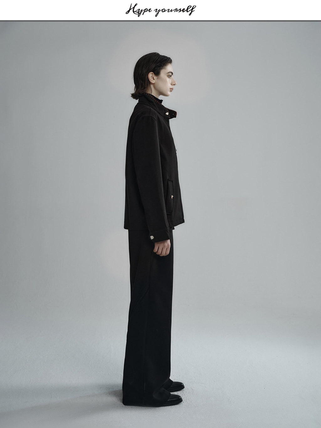 Hypeyourself Wool Blend Minimalist Stand Collar Unisex Everyday Short Cropped Jackets