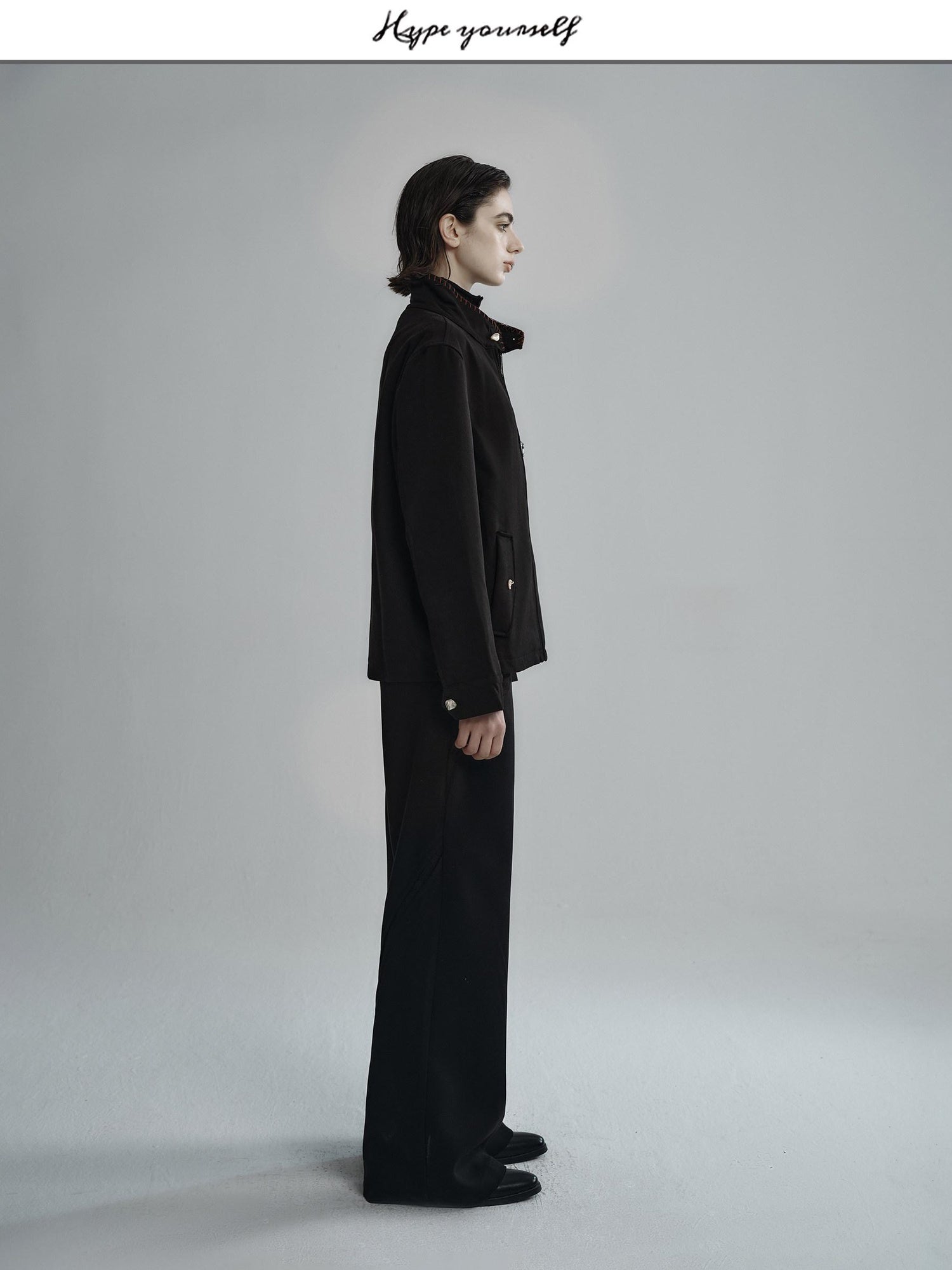 Hypeyourself Wool Blend Minimalist Stand Collar Unisex Everyday Short Cropped Jackets