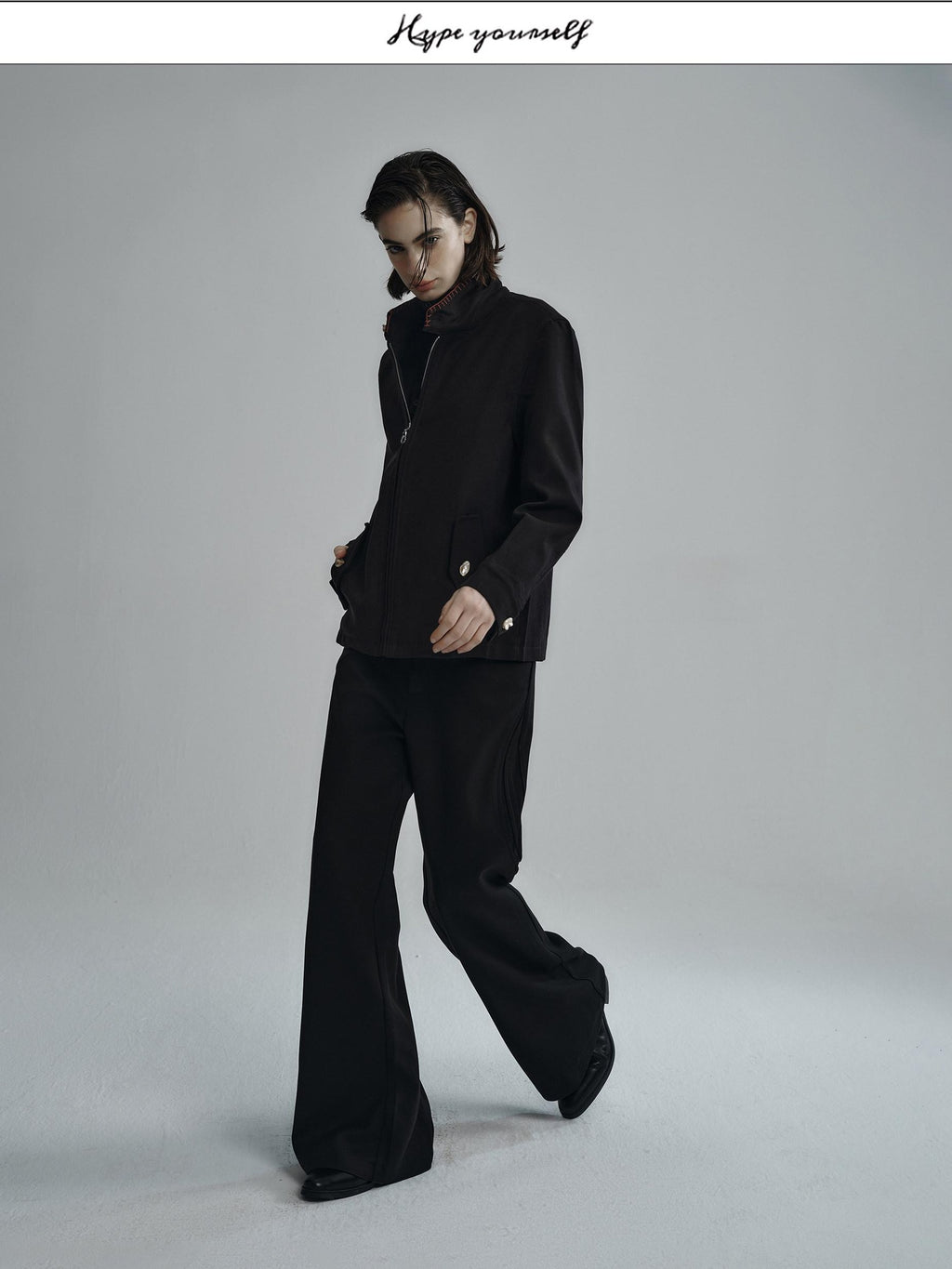 Hypeyourself Wool Blend Minimalist Stand Collar Unisex Everyday Short Cropped Jackets