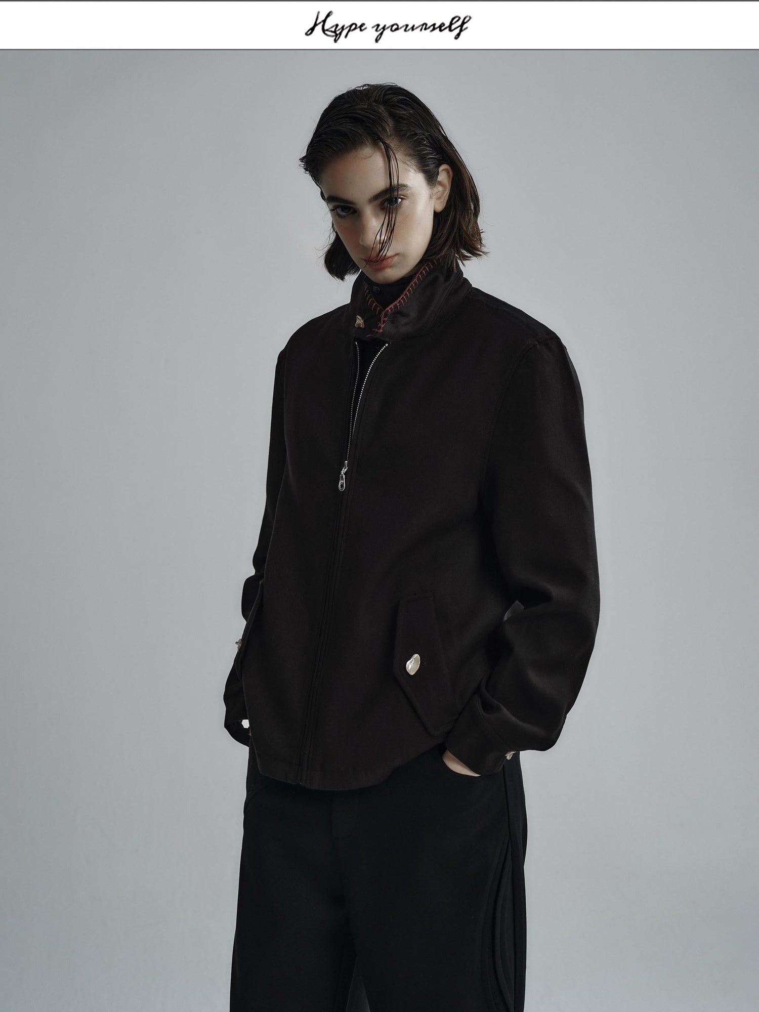 Hypeyourself Wool Blend Minimalist Stand Collar Unisex Everyday Short Cropped Jackets