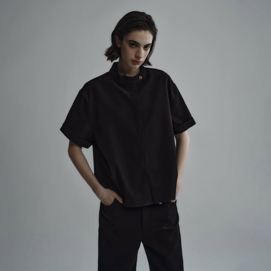 Hypeyourself_Wrinkle_Free_Polyester_Minimalist_Stand_Collar_Unisex_Short_Sleeve_Shirts_MISSTT
