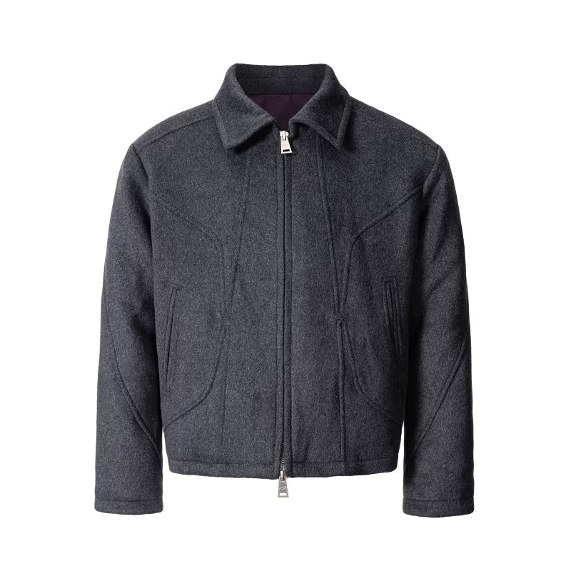 CATSSTAC Warm 650Fp White Duck Down Thick Loose Casual Lapel Zipper Detail Down Jackets