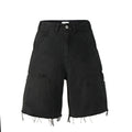 VLABMADE_100%_Cotton_Breathable_Loose_Cargo_Patch_Pockets_Mid_Rise_Denim_Shorts_MISSTT