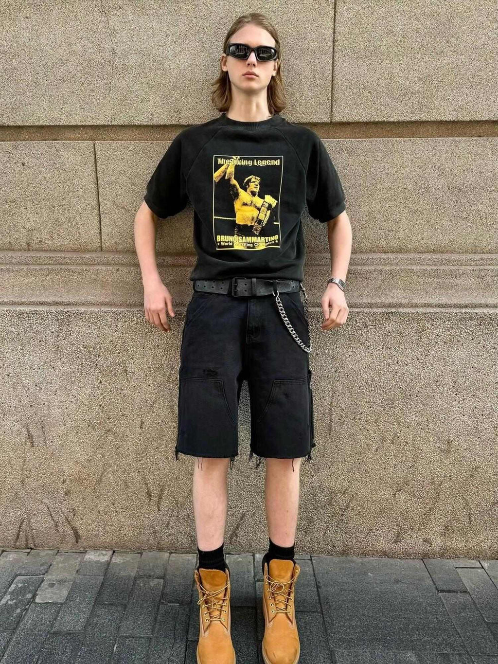 VLABMADE 100% Cotton Breathable Loose Cargo Patch Pockets Mid Rise Denim Shorts