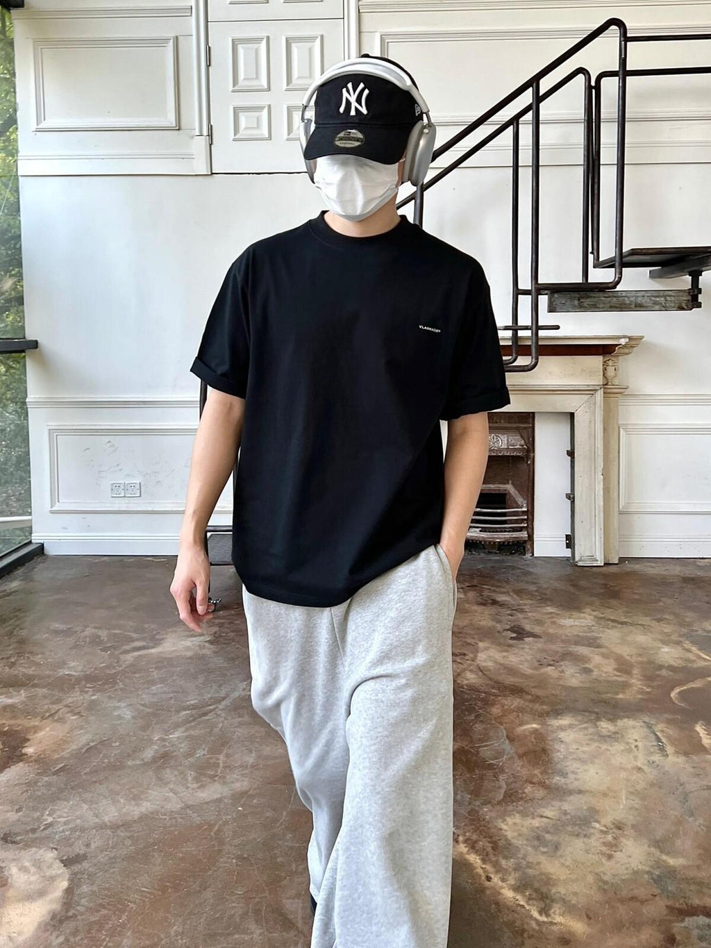 VLABMADE 100 Percent Cotton Breathable Logo Loose Street Men Short Sleeve T-Shirts