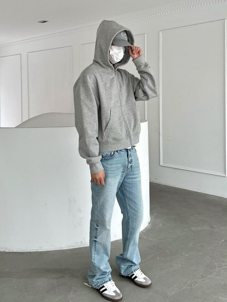 VLABMADE 3D Tailored Mid Rise Ice Blue Vintage Snow Wash Breathable Cotton Flared Jeans