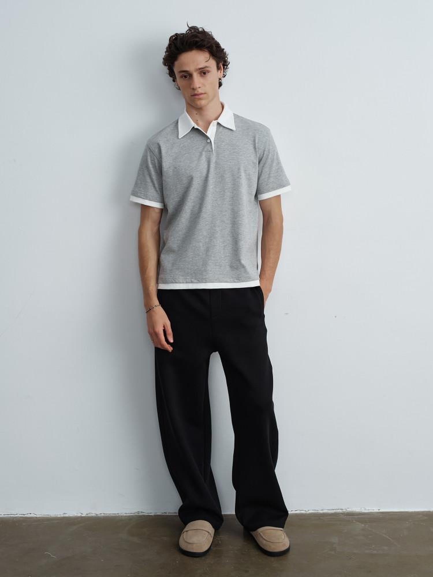 VLABMADE Bamboo Slub Non Iron Colorblock Loose Fit Men Stretch Short Sleeve Polo Shirts