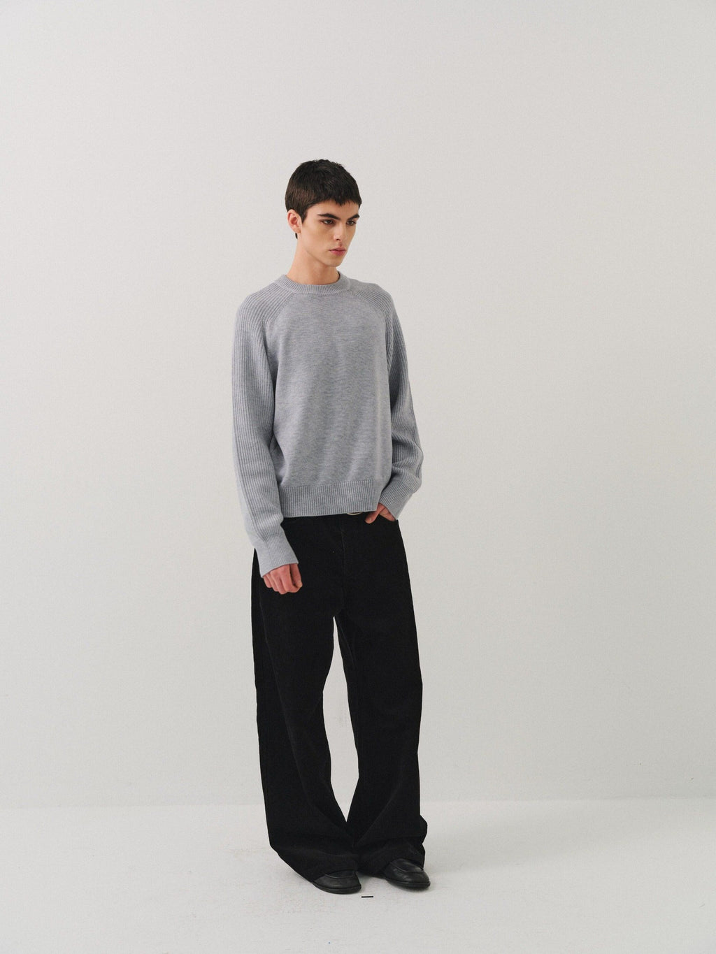 VLABMADE Black Corduroy 100% Cotton Mid Waist Non Fade Unisex Wide-Leg Casual Trousers