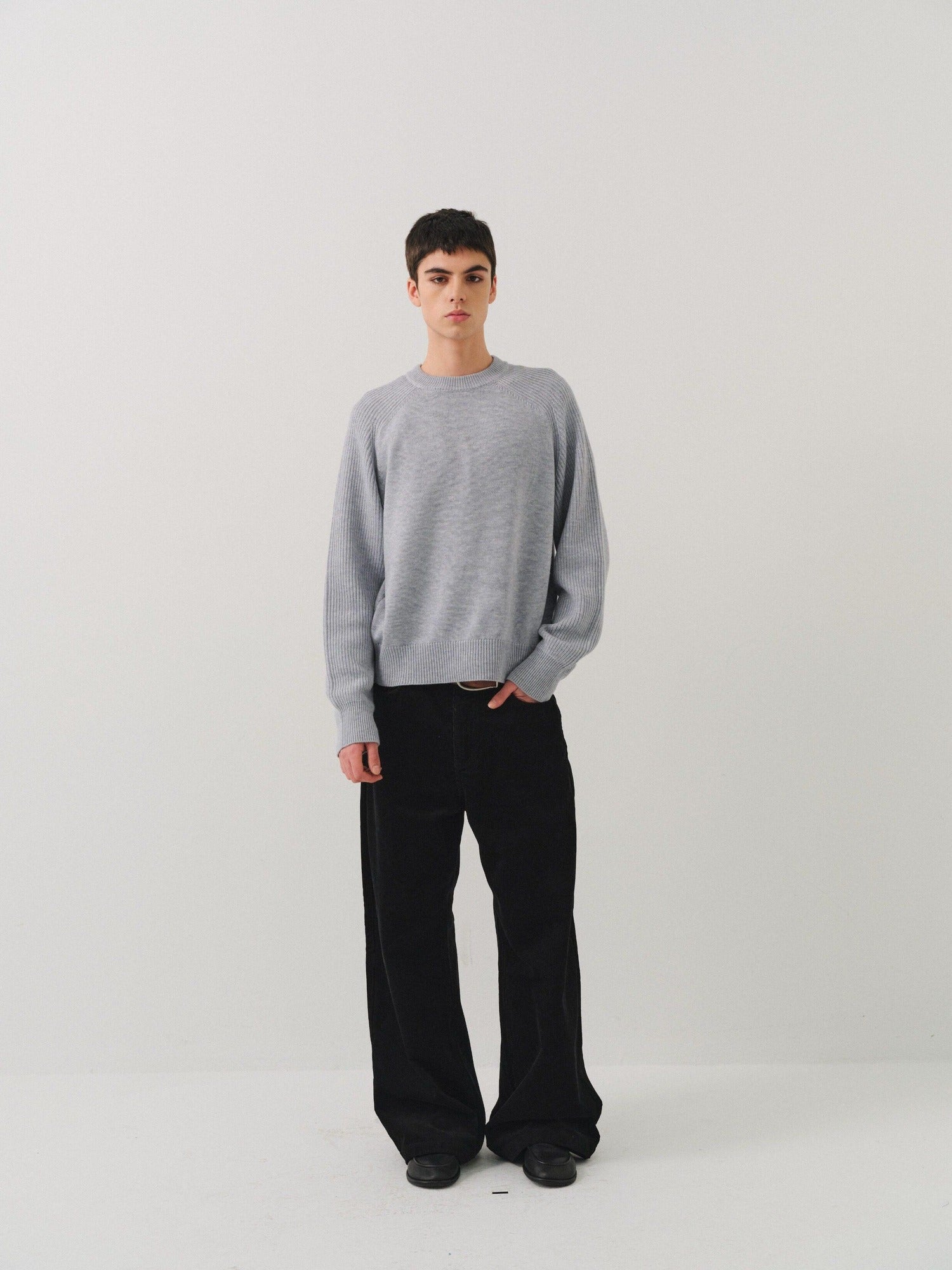 VLABMADE Black Corduroy 100% Cotton Mid Waist Non Fade Unisex Wide-Leg Casual Trousers