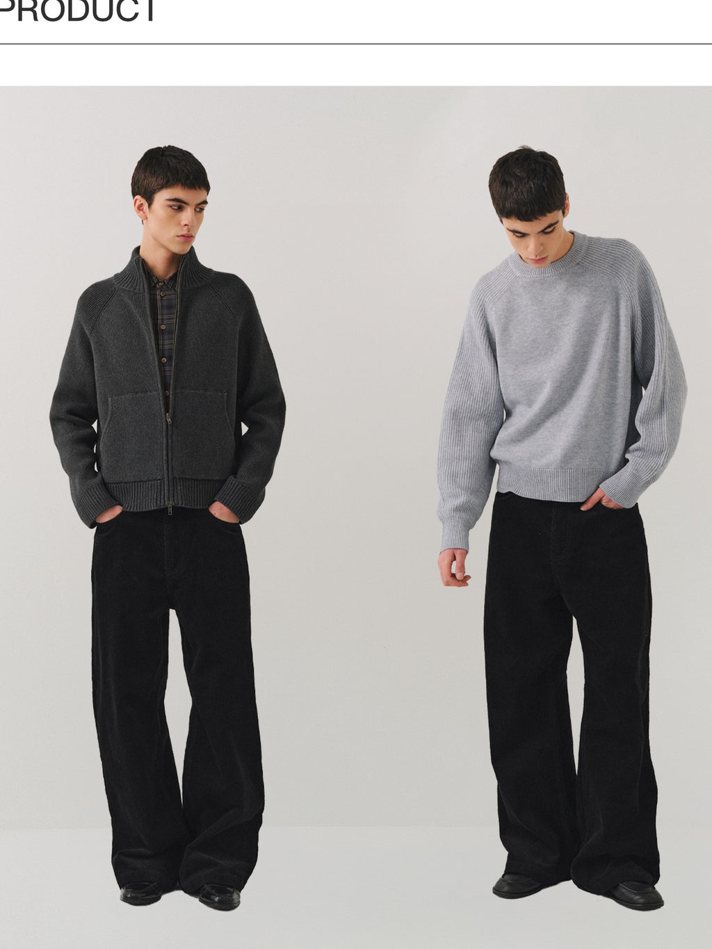 VLABMADE Black Corduroy 100% Cotton Mid Waist Non Fade Unisex Wide-Leg Casual Trousers