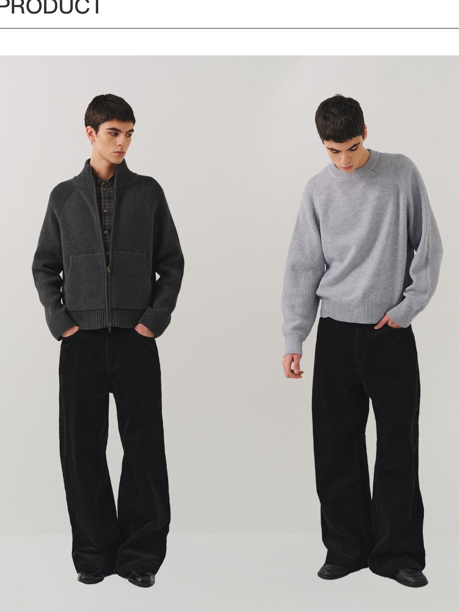 VLABMADE Black Corduroy 100% Cotton Mid Waist Non Fade Unisex Wide-Leg Casual Trousers