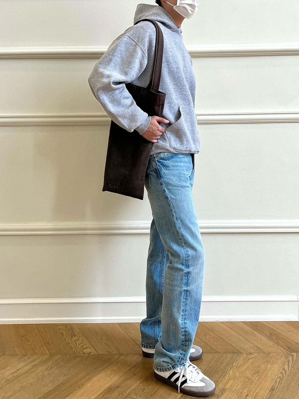 VLABMADE Breathable 100% Cotton Mid Rise 5 Pocket Washed Blue Straight-Leg Jeans