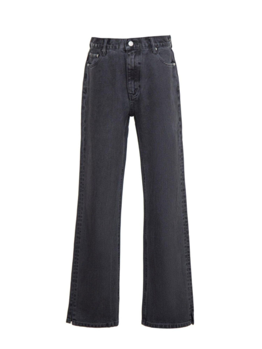 VLABMADE Breathable 100 Percent Cotton Mid Rise Loose Gray Blue Straight-Leg Jeans