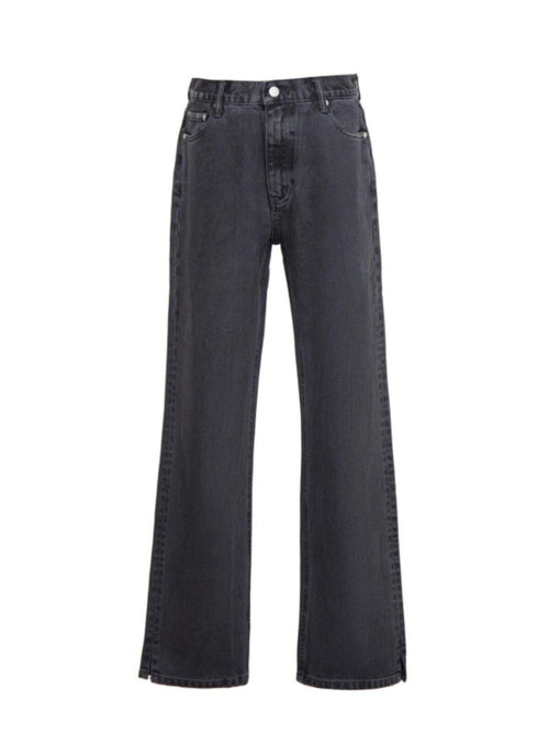 VLABMADE Breathable 100 Percent Cotton Mid Rise Loose Gray Blue Straight-Leg Jeans