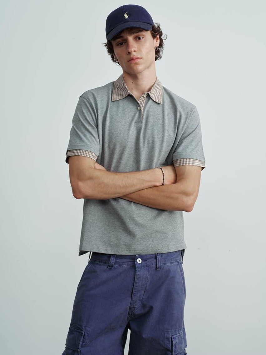 VLABMADE Breathable 100 Percent Pique Cotton Striped Splice Men Short Sleeve Polo Shirts
