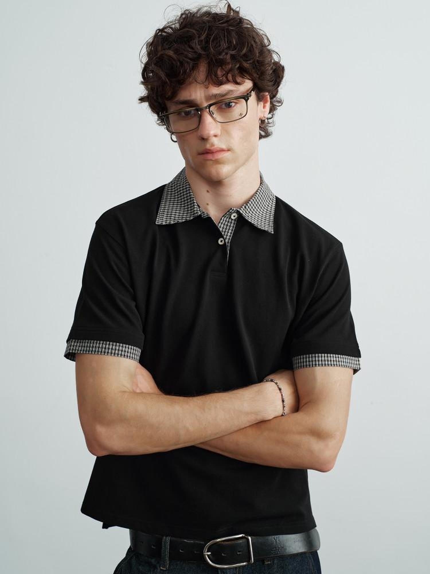 VLABMADE Breathable 100 Percent Pique Cotton Striped Splice Men Short Sleeve Polo Shirts