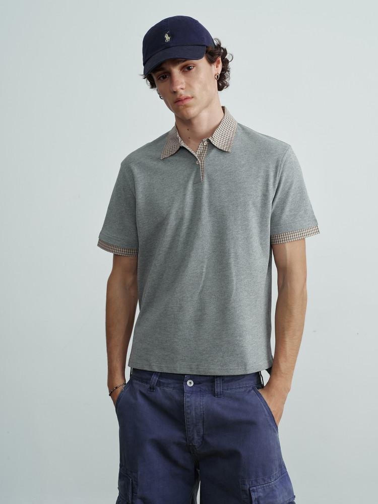 VLABMADE Breathable 100 Percent Pique Cotton Striped Splice Men Short Sleeve Polo Shirts