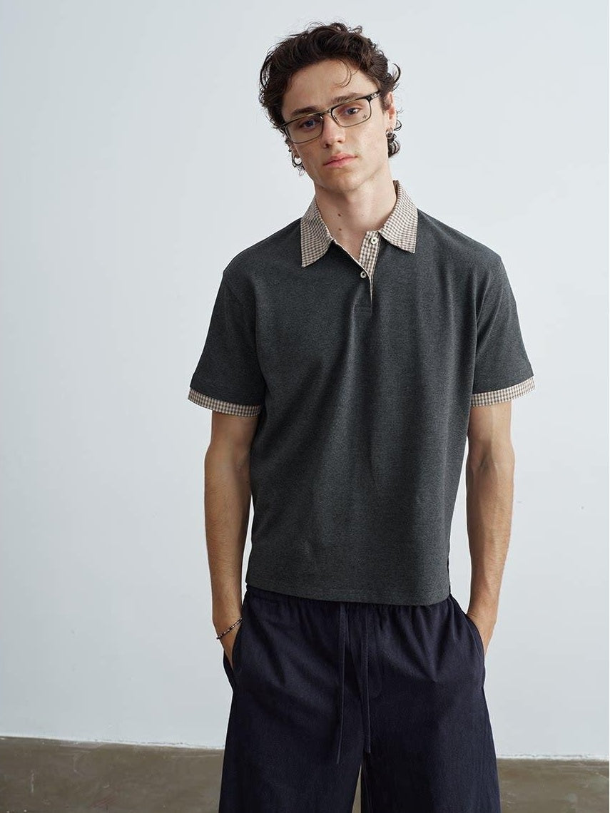 VLABMADE Breathable 100 Percent Pique Cotton Striped Splice Men Short Sleeve Polo Shirts