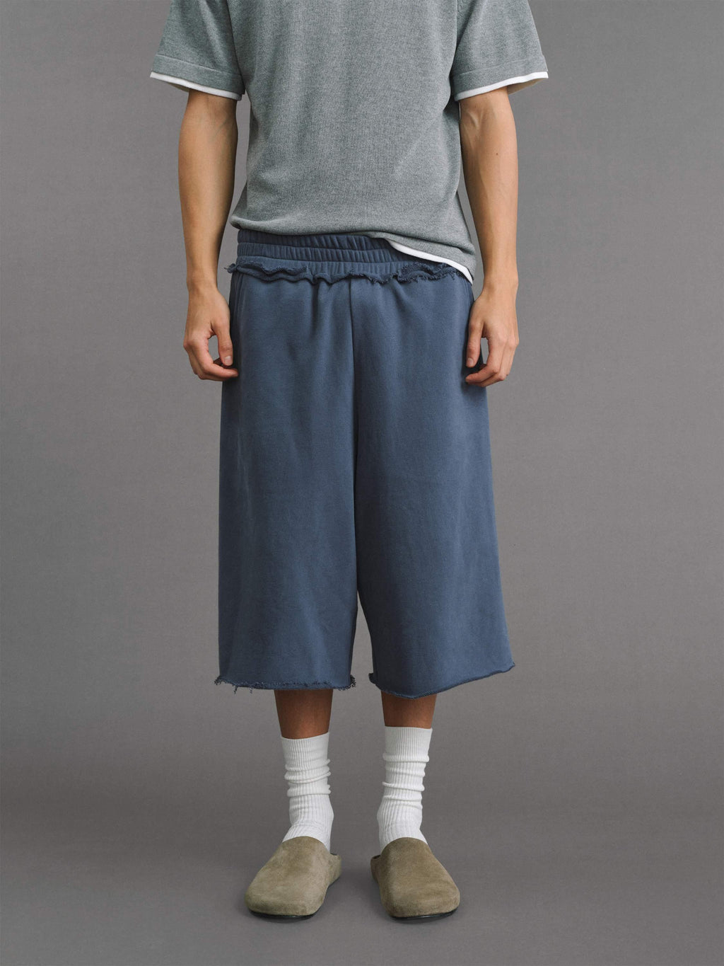 VLABMADE_Breathable_Cotton_Blend_Frayed_Hem_Loose_Mid_Rise_Neutral_Street_Sweat_Shorts_MISSTT