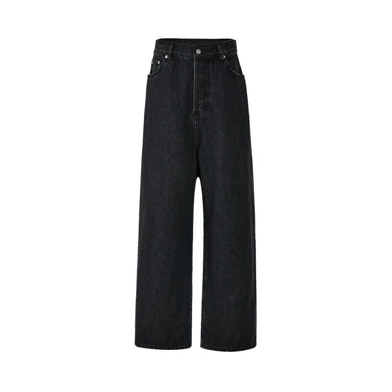VLABMADE_Breathable_Cotton_High_Waist_Wide_Straight_Snow_Wash_Black_Gray_Relaxed_Jeans_MISSTT