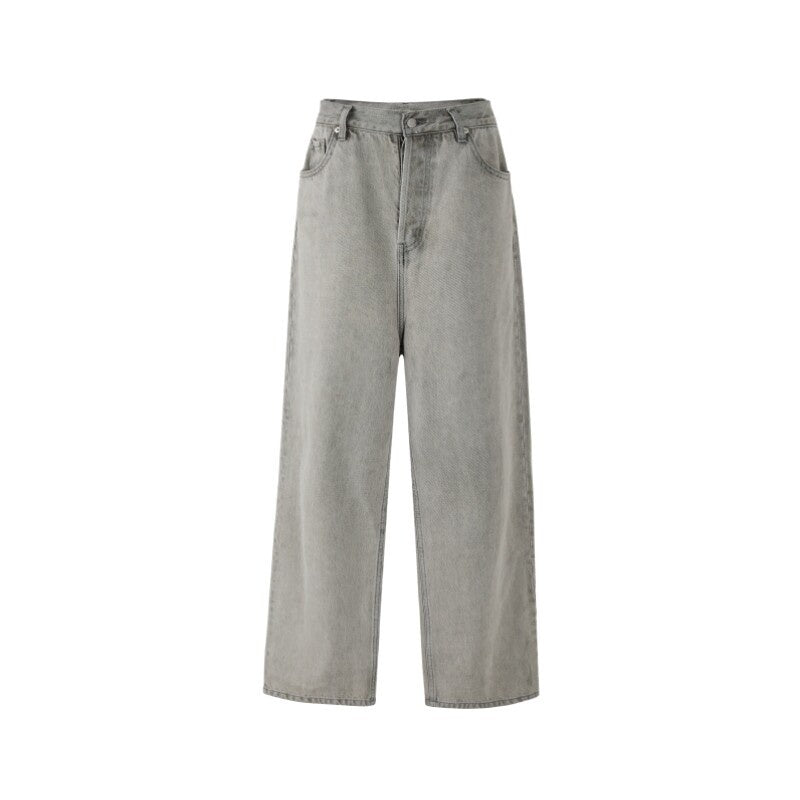 VLABMADE_Breathable_Cotton_High_Waist_Wide_Straight_Snow_Wash_Black_Gray_Relaxed_Jeans_MISSTT