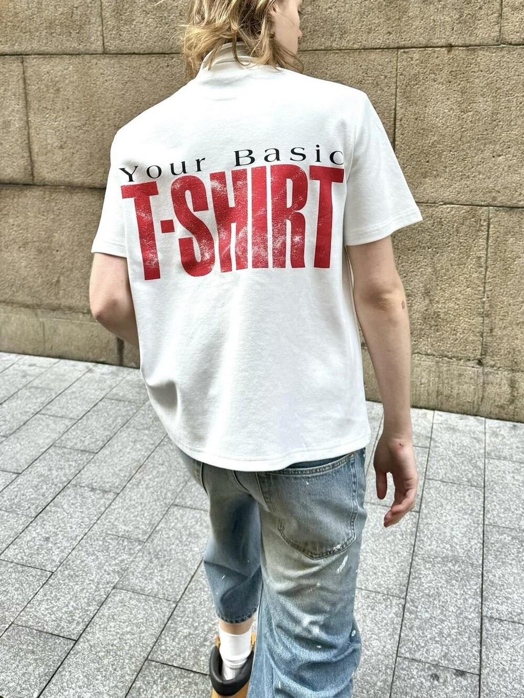VLABMADE Breathable Cotton Loose Fit Letter Print Mens Crew Neck Short Sleeve T-Shirts