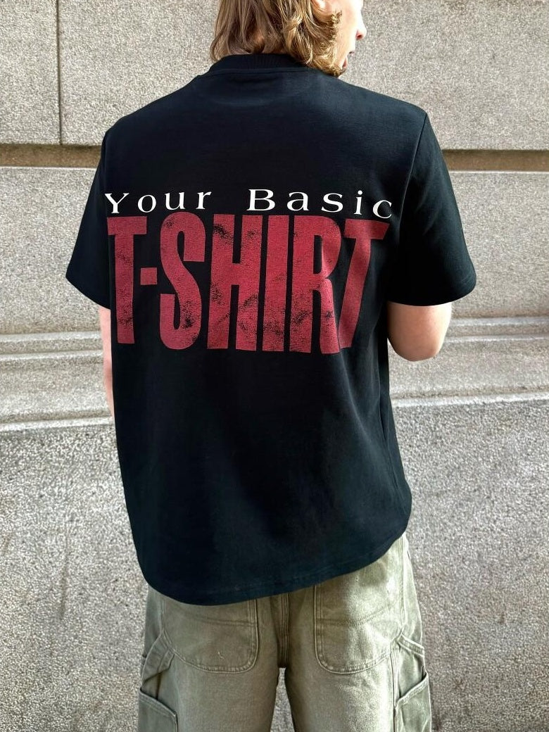 VLABMADE Breathable Cotton Loose Fit Letter Print Mens Crew Neck Short Sleeve T-Shirts