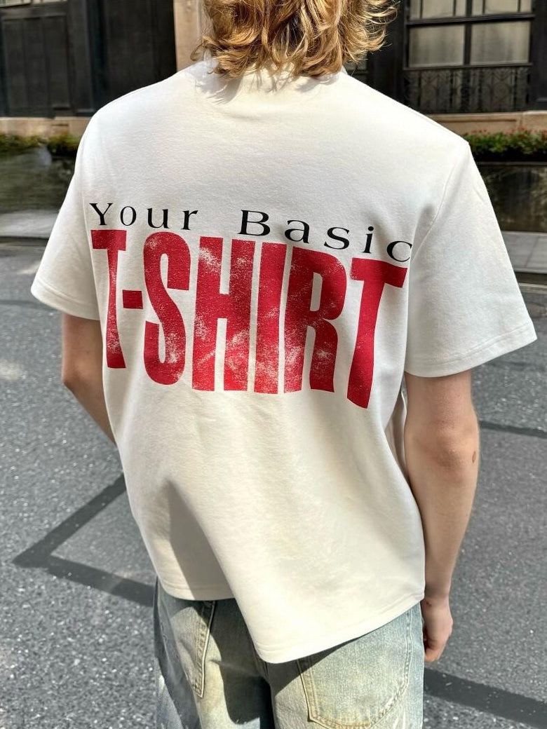 VLABMADE Breathable Cotton Loose Fit Letter Print Mens Crew Neck Short Sleeve T-Shirts