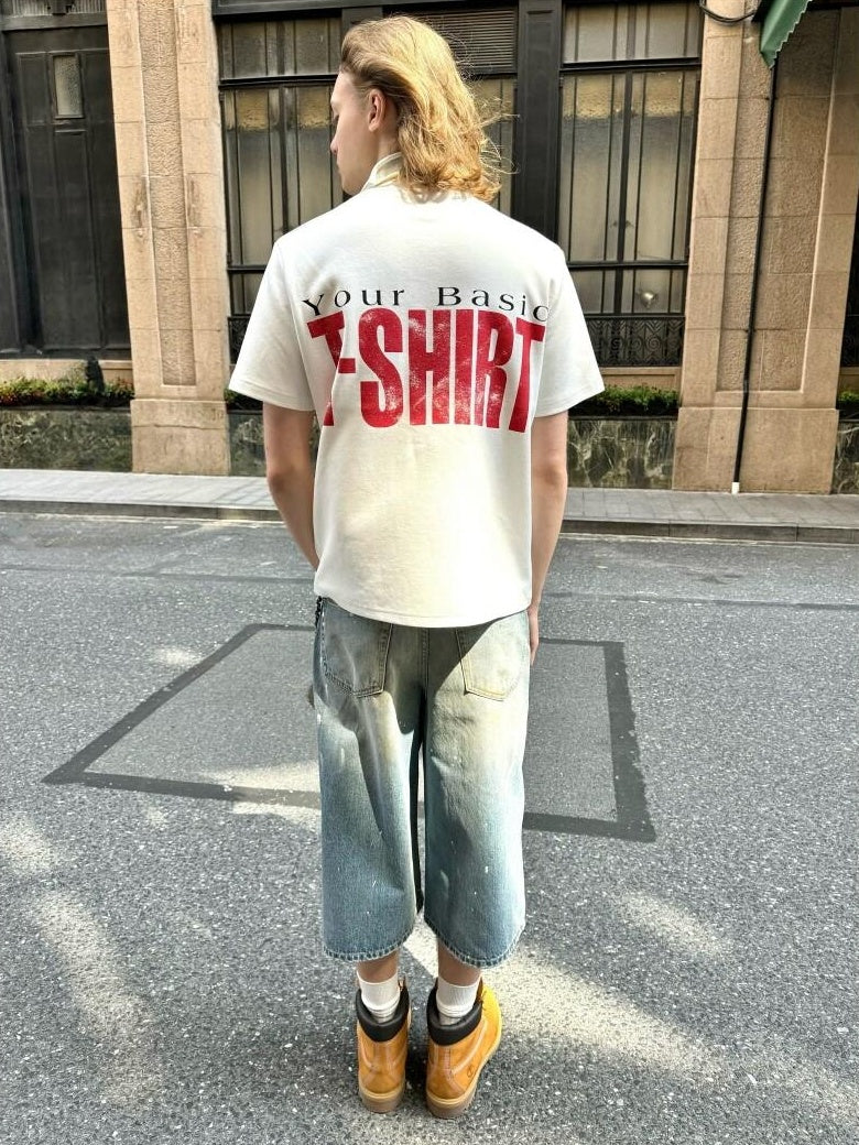 VLABMADE Breathable Cotton Loose Fit Letter Print Mens Crew Neck Short Sleeve T-Shirts