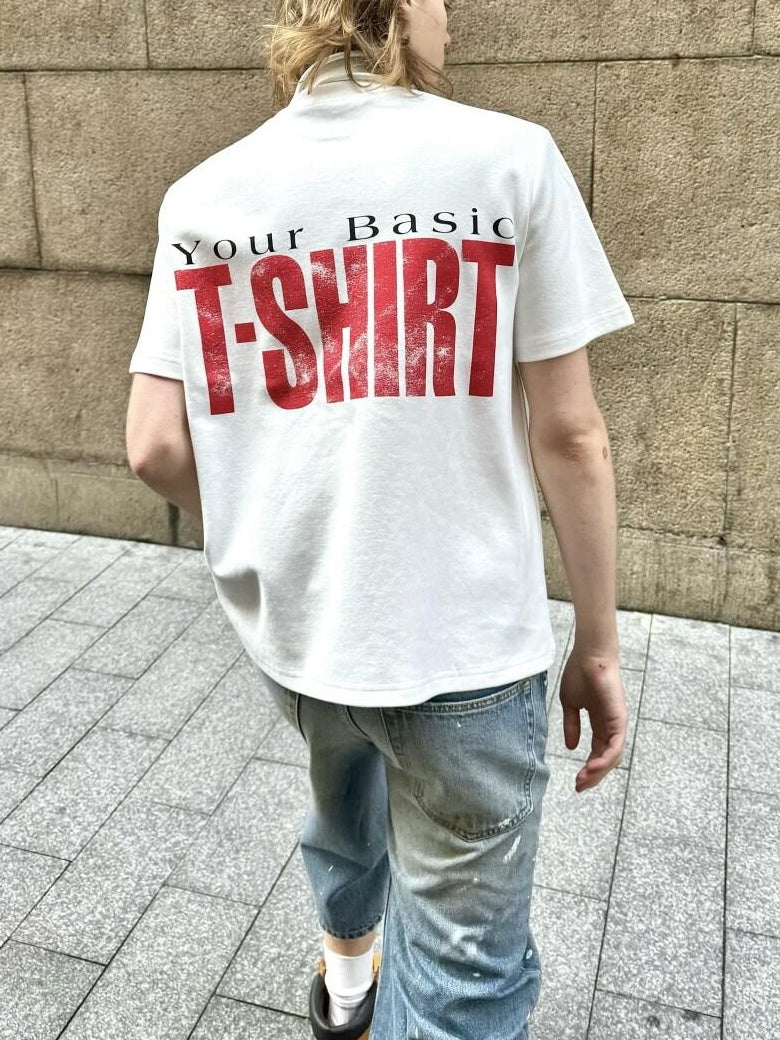 VLABMADE Breathable Cotton Loose Fit Letter Print Mens Crew Neck Short Sleeve T-Shirts
