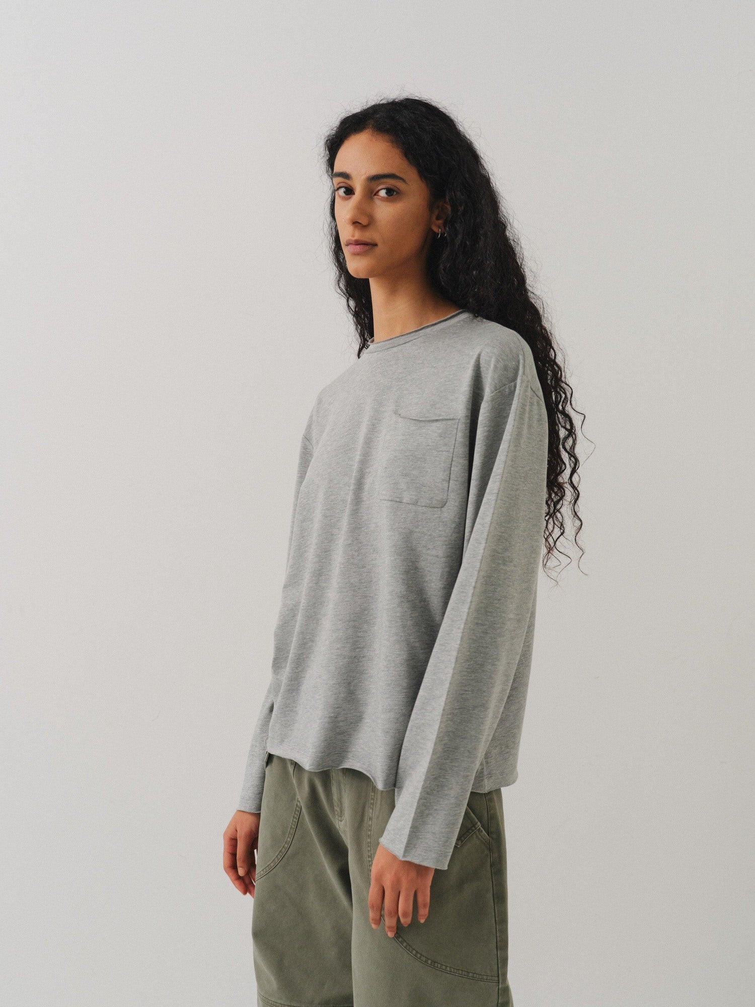 VLABMADE Breathable Cotton Lyocell Linen Pocket Regular Fit Unisex Long Sleeve T-Shirts