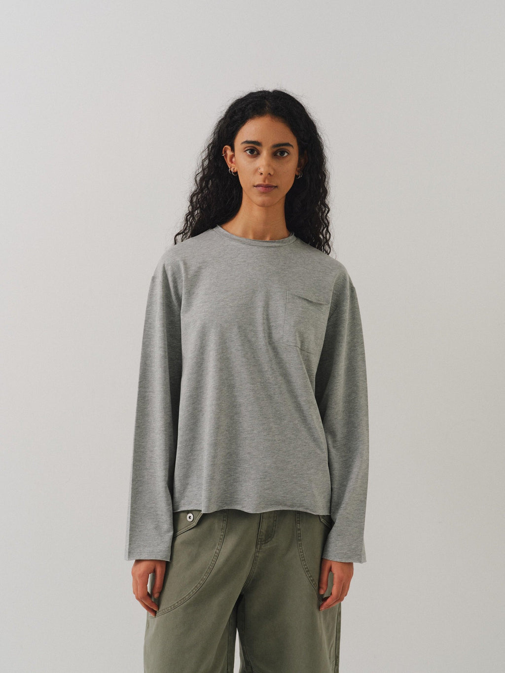 VLABMADE Breathable Cotton Lyocell Linen Pocket Regular Fit Unisex Long Sleeve T-Shirts