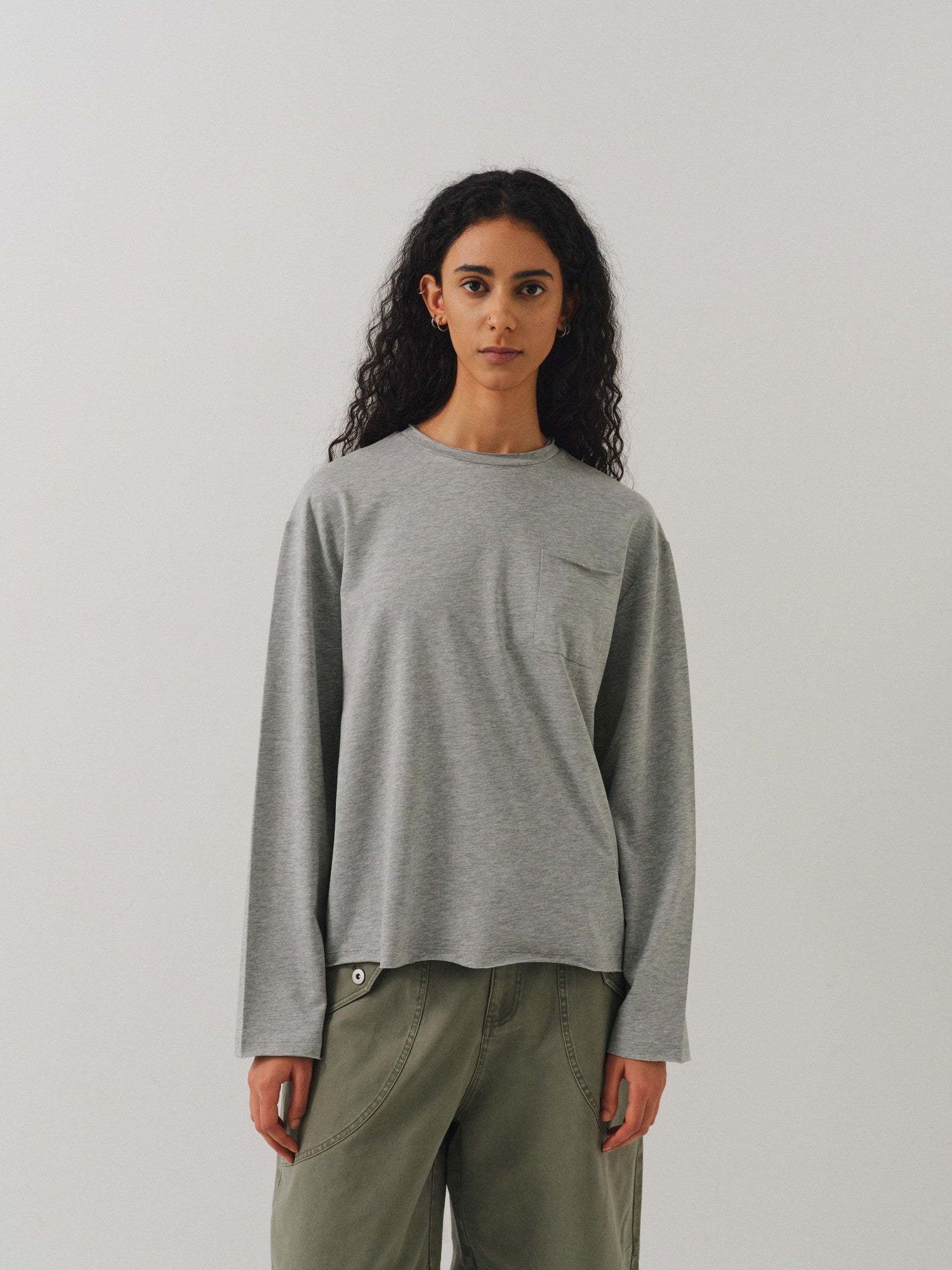 VLABMADE Breathable Cotton Lyocell Linen Pocket Regular Fit Unisex Long Sleeve T-Shirts