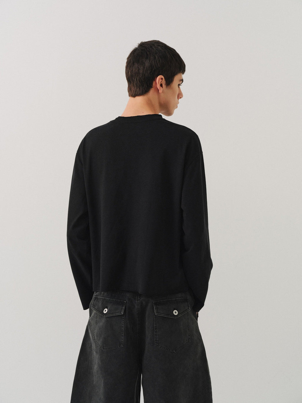 VLABMADE Breathable Cotton Lyocell Linen Pocket Regular Fit Unisex Long Sleeve T-Shirts